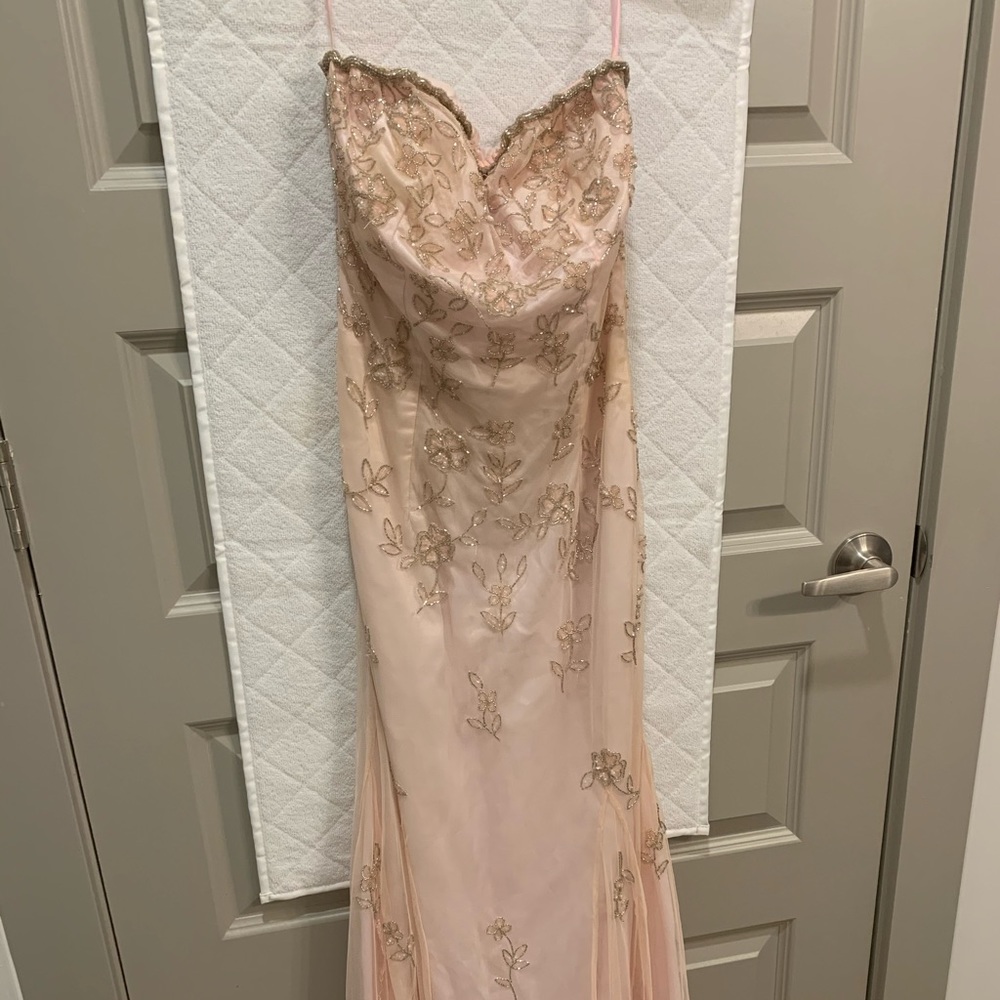 Cache beaded light pink dress XS